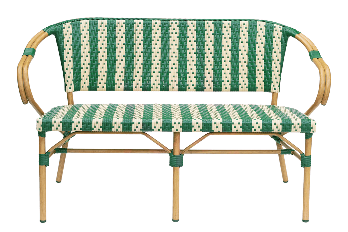 Claire-Bank mit geflochtenen Armlehnen