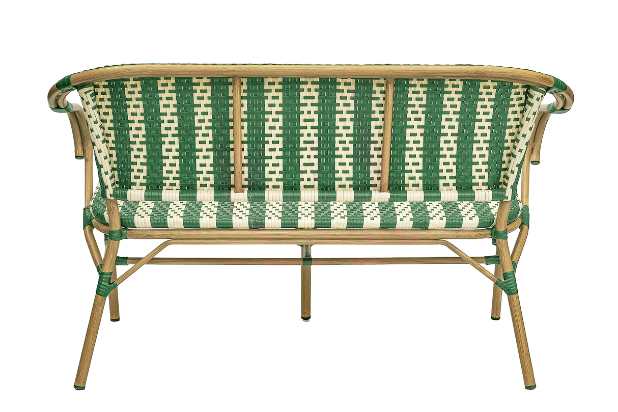 Claire-Bank mit geflochtenen Armlehnen