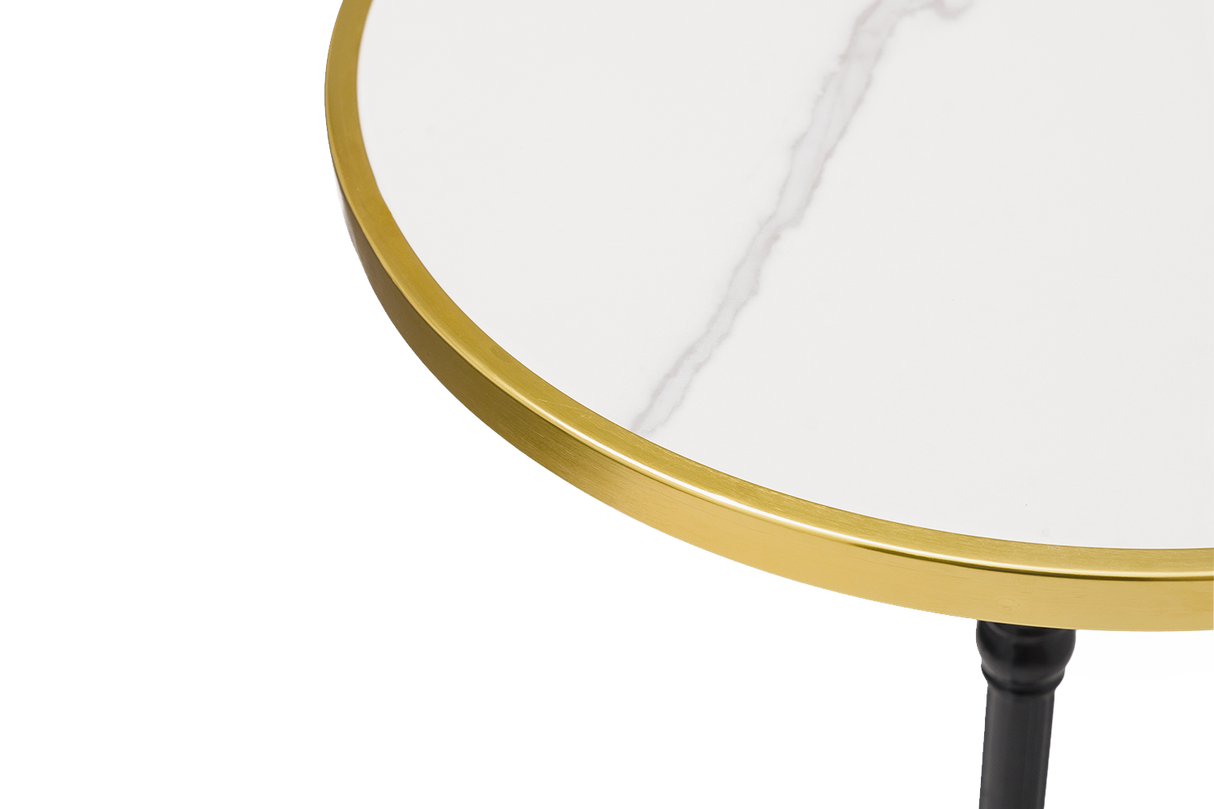 Madeleine Cafétisch aus Sinterstein und Gusseisen Ø60 cm