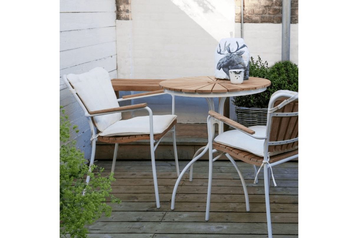 Cafe Tisch aus teakholz mit Aluminiumgestell Ø80 cm