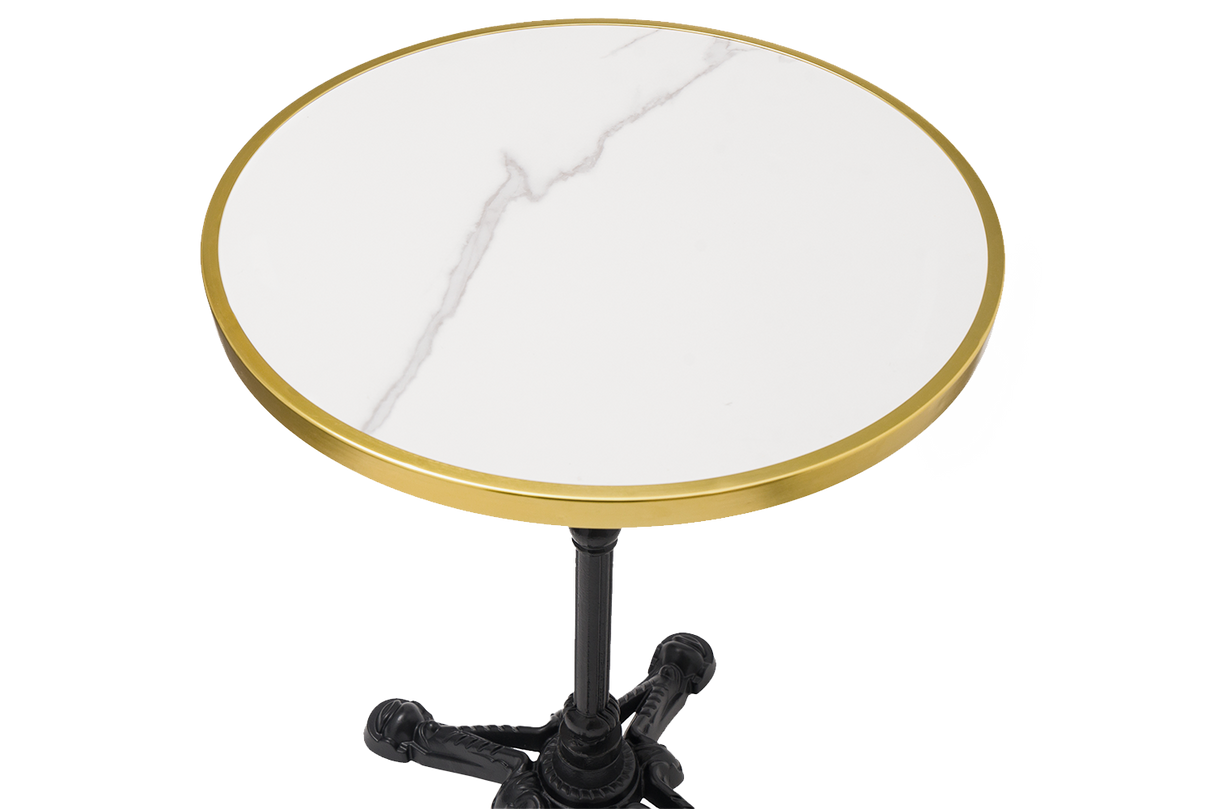 Madeleine Cafétisch aus Sinterstein und Gusseisen Ø60 cm