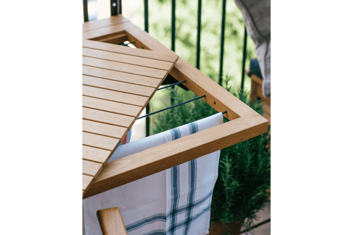 Alma teak Hängetisch mit Wäscheleine 100 x 60 cm